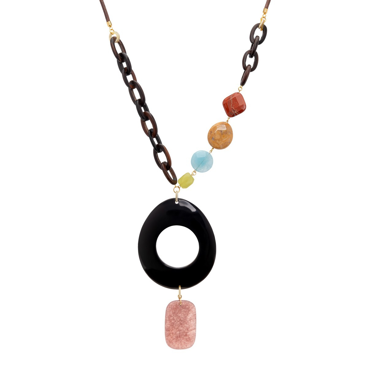 AMINA HORN AND EBONY Y-SHAPED NECKLACE