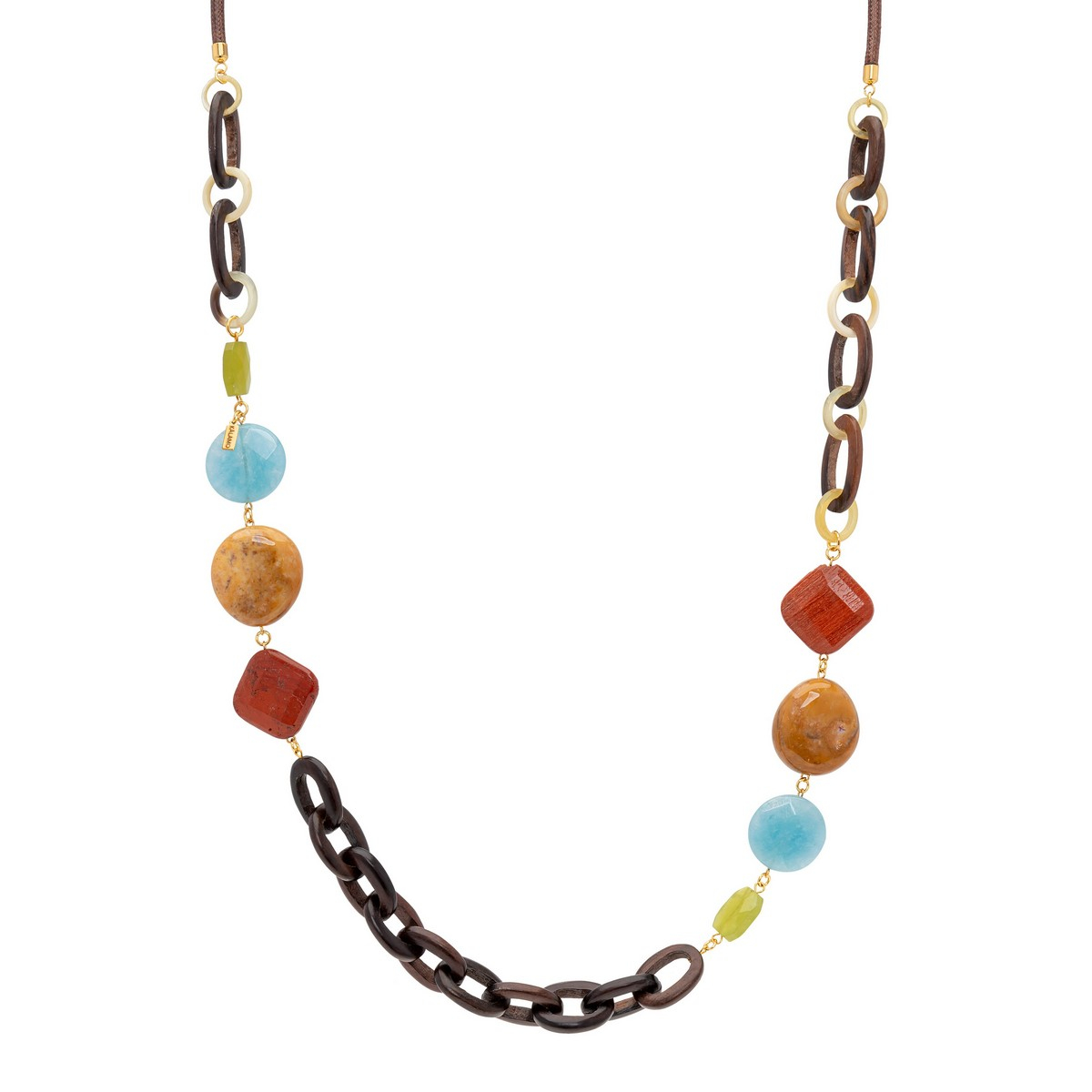 AMINA EBONY CHAIN NECKLACE WITH STONES