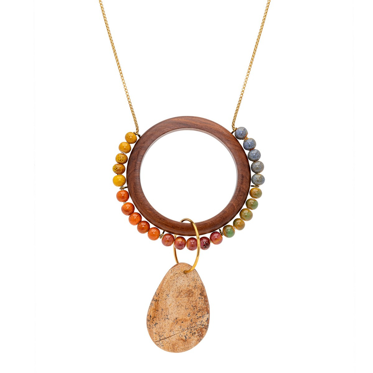 LEONARDO CERAMIC AND WOOD NECKLACE