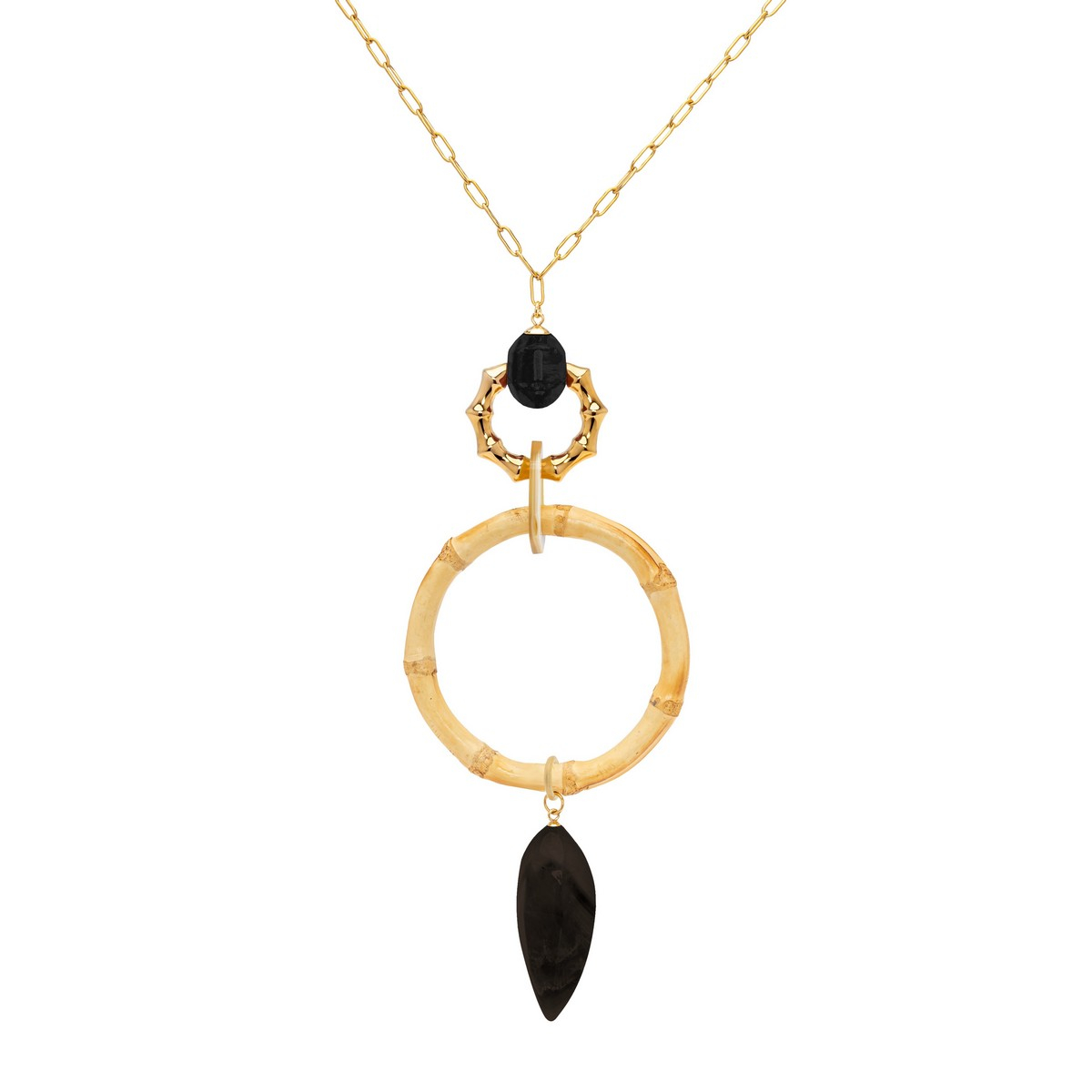 CONNIE BAMBOO AND ONYX NECKLACE