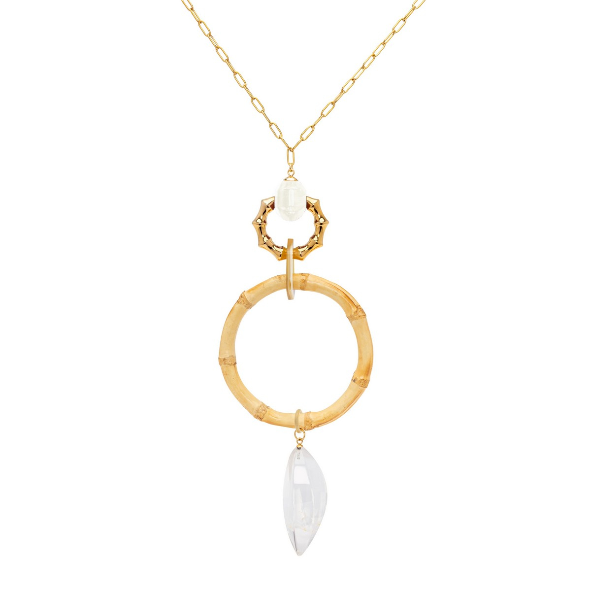 CONNIE BAMBOO AND QUARTZ NECKLACE