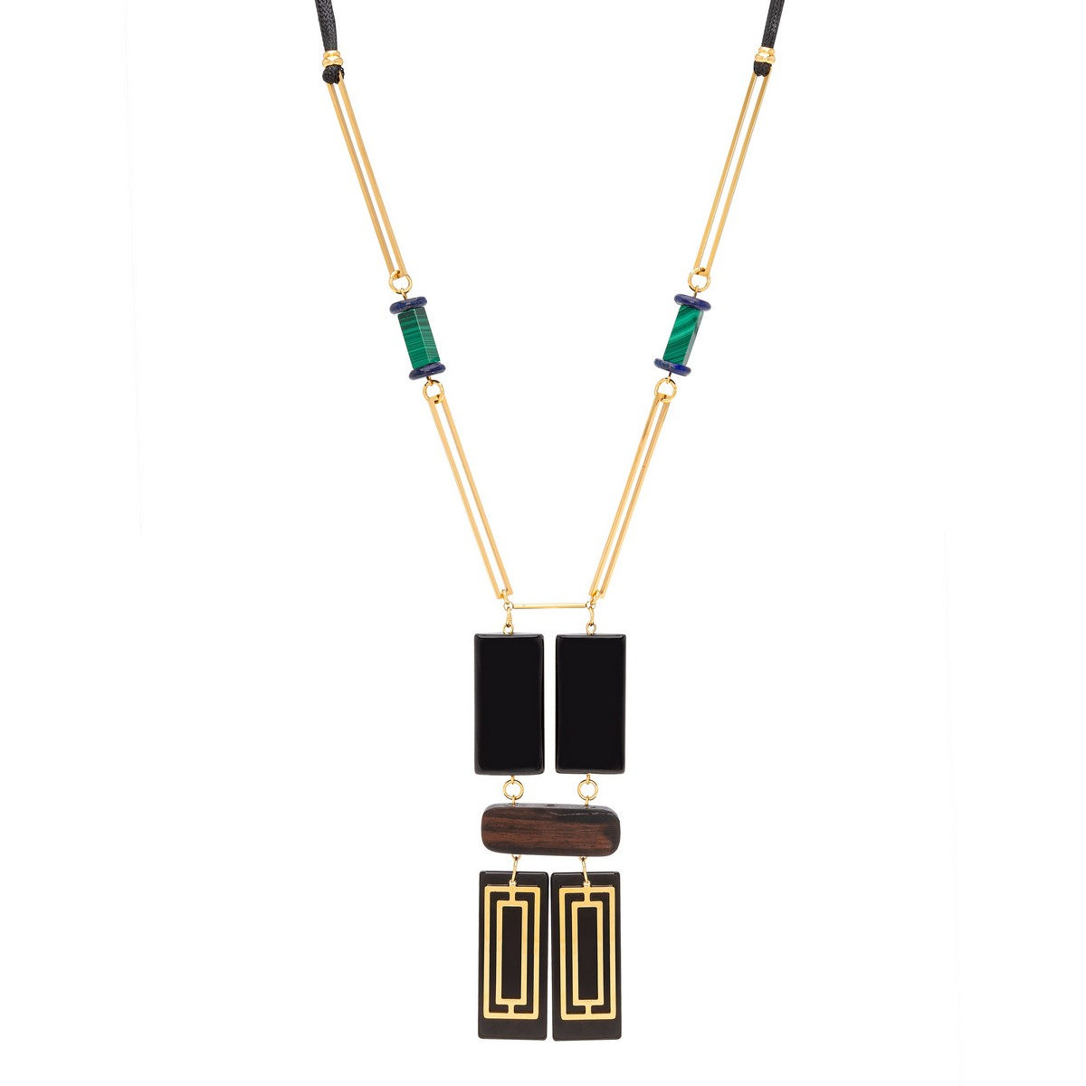 CECILE ONYX GEO NECKLACE