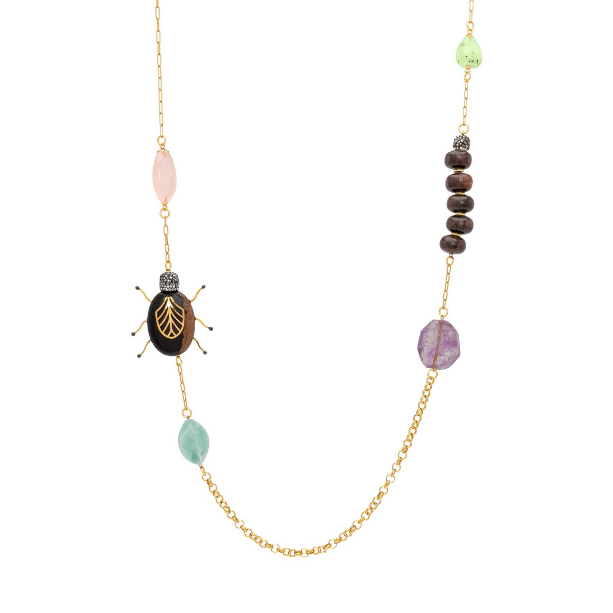 COLLAR MAIA CON GUSANO Y ESCARABAJO DE ÉBANO Y...