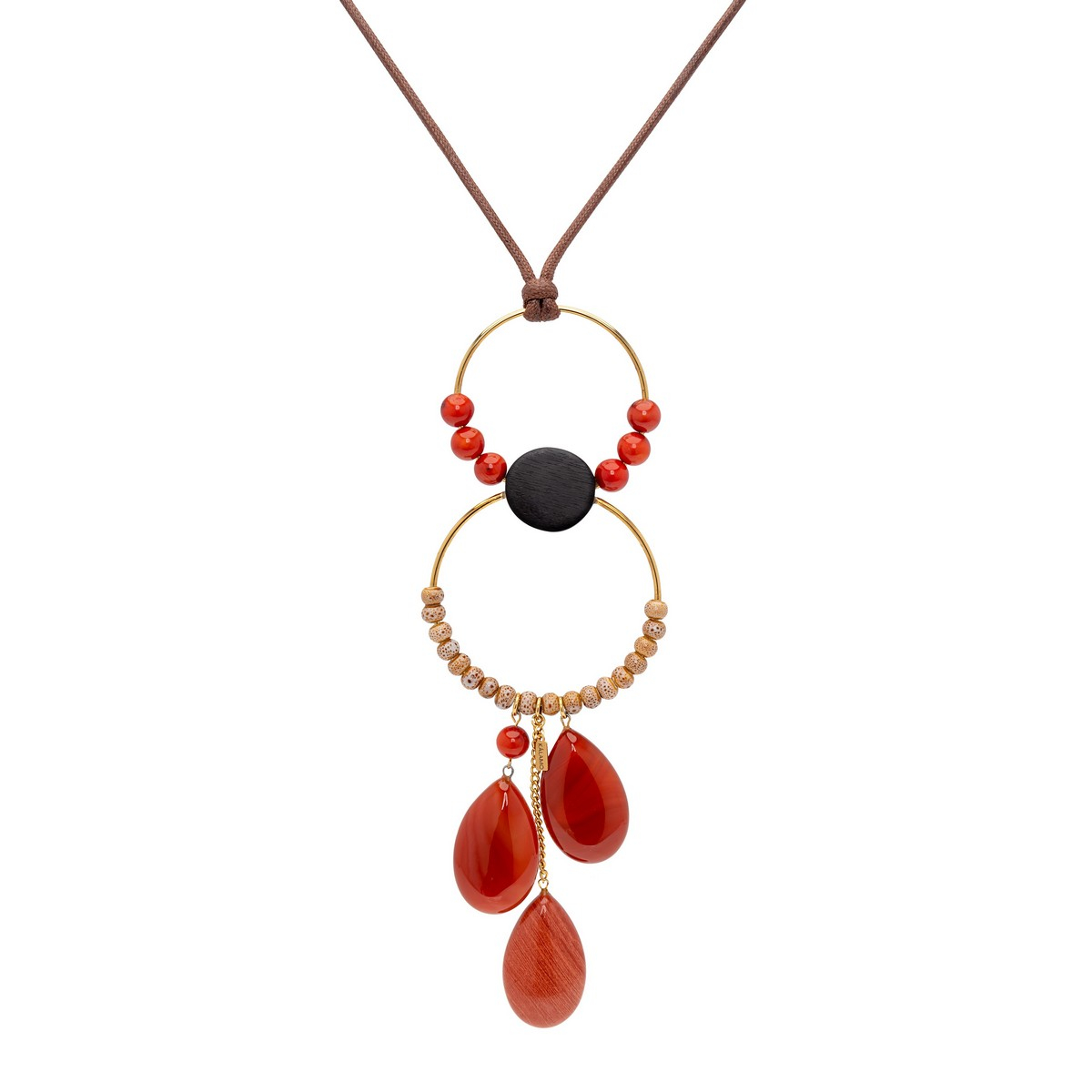 DANTE THREE STONE TEARDROP NECKLACE ORANGE