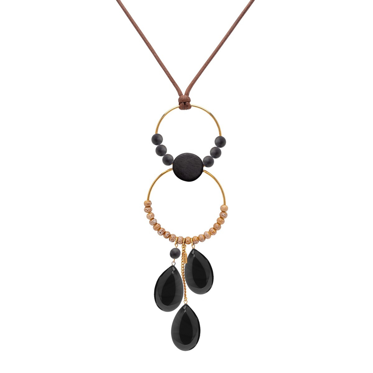 DANTE THREE STONE TEARDROP NECKLACE BLACK