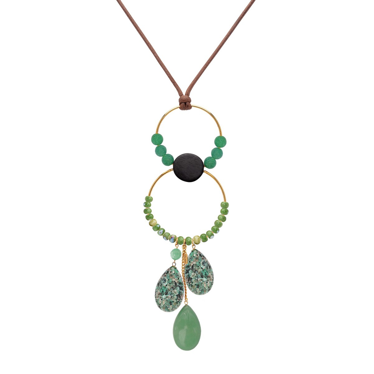 DANTE THREE STONE TEARDROP NECKLACE GREEN