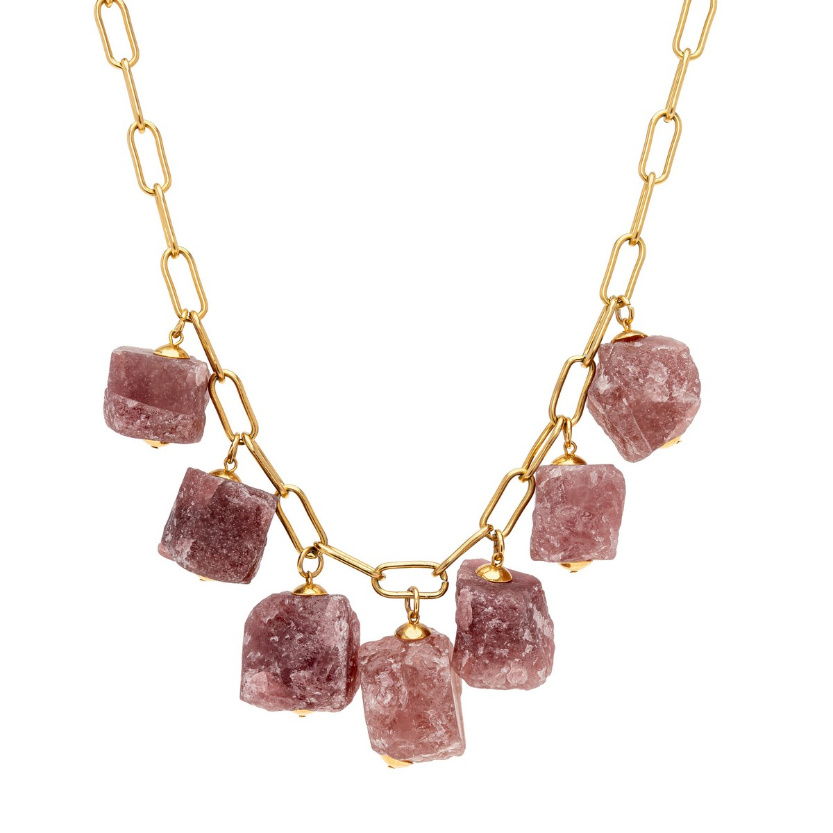MALISA RAW-STONE NECKLACE-PINK