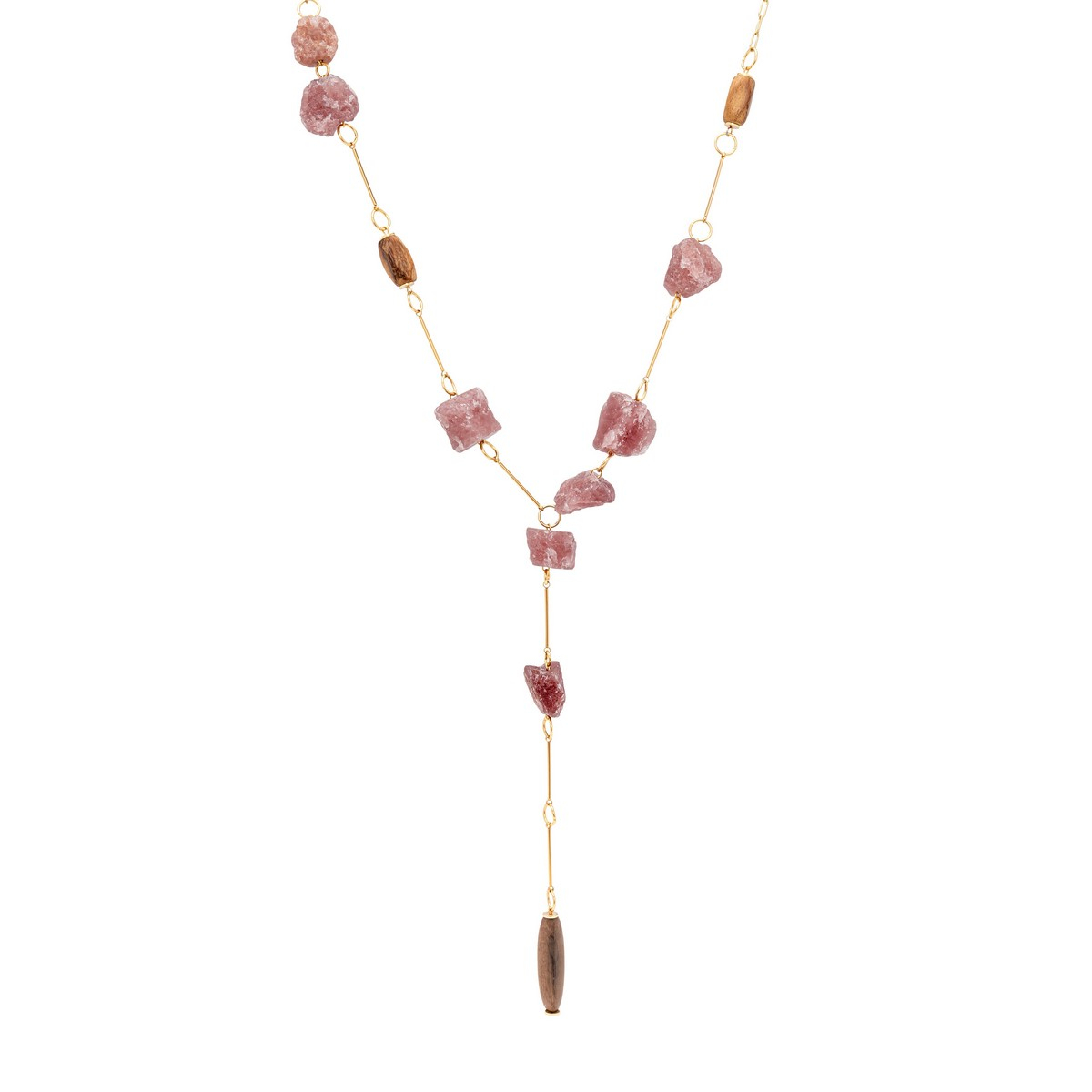 MALISA RAW-STONE NECKLACE-PINK