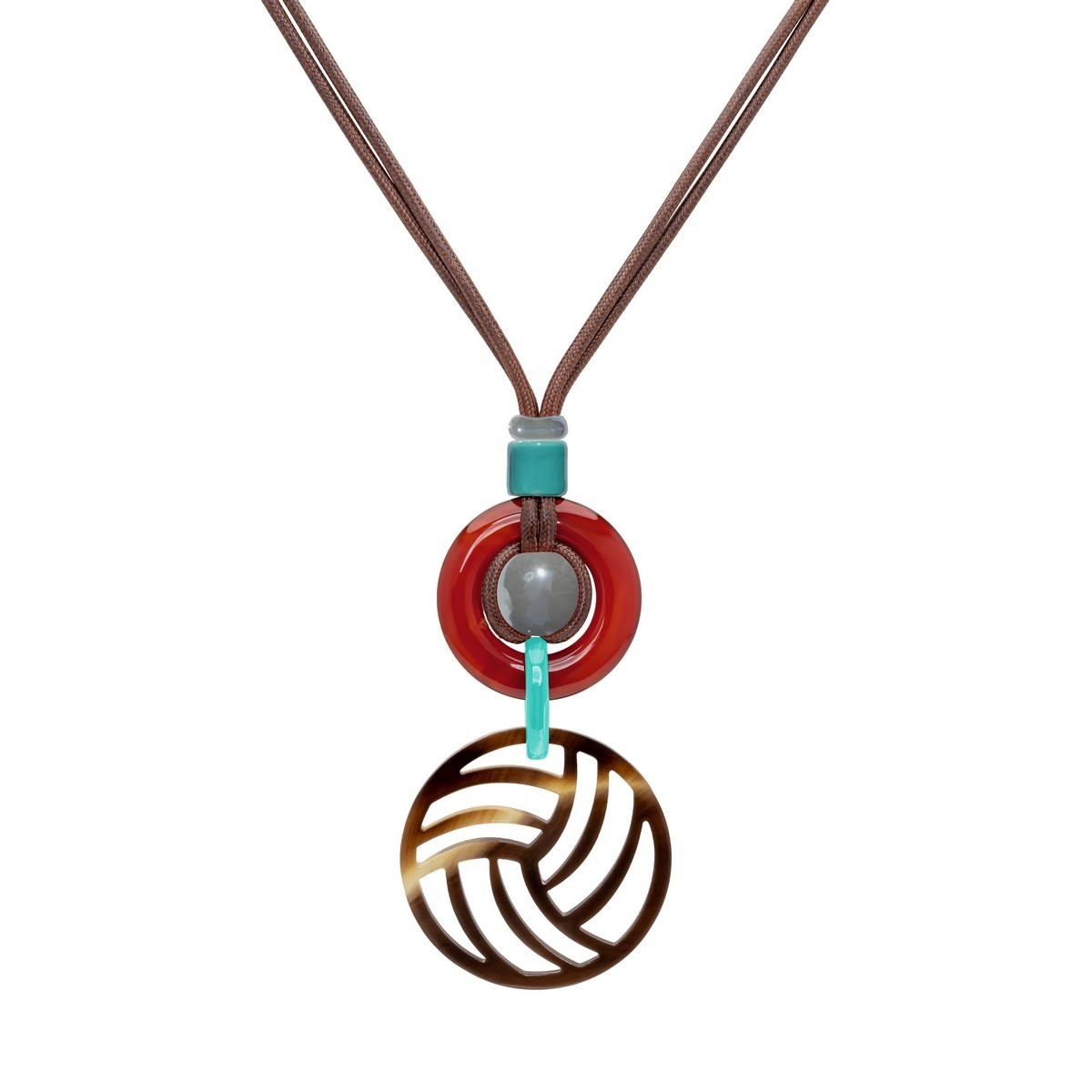 COLLAR COPÉRNICO CON CORNALINA Y CERÁMICA TURQUESA