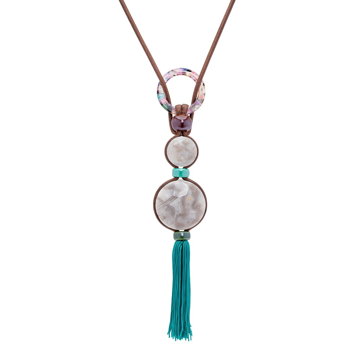 PIERO NECKLACE WITH WHITE AGATE AND  TURQUOISE...