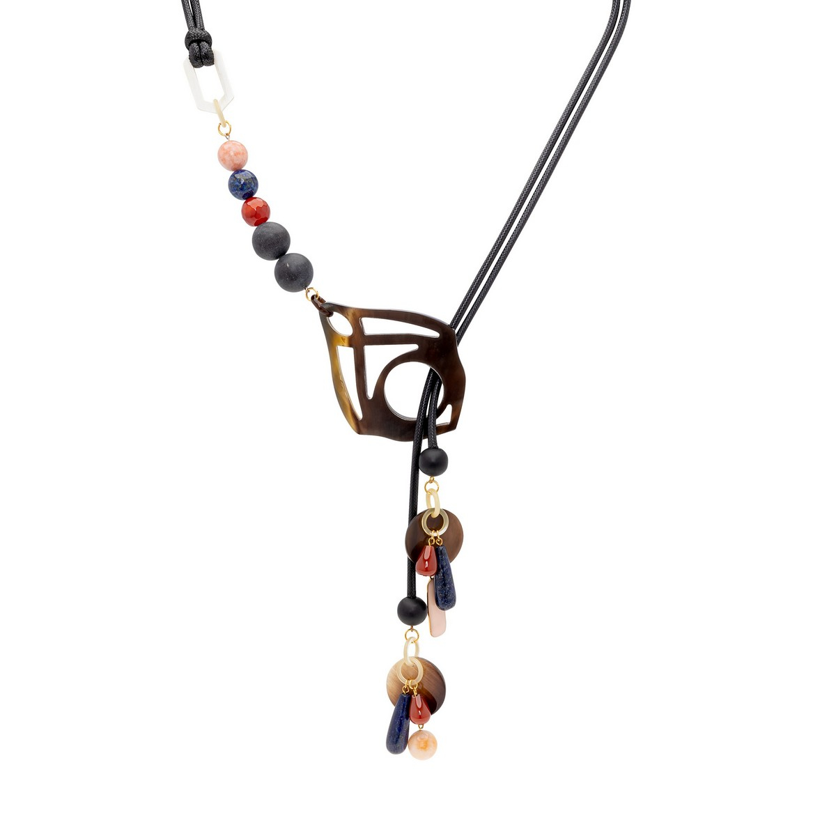 ATRIA NECKLACE IN BLUE WITH HORN ARABESQUE