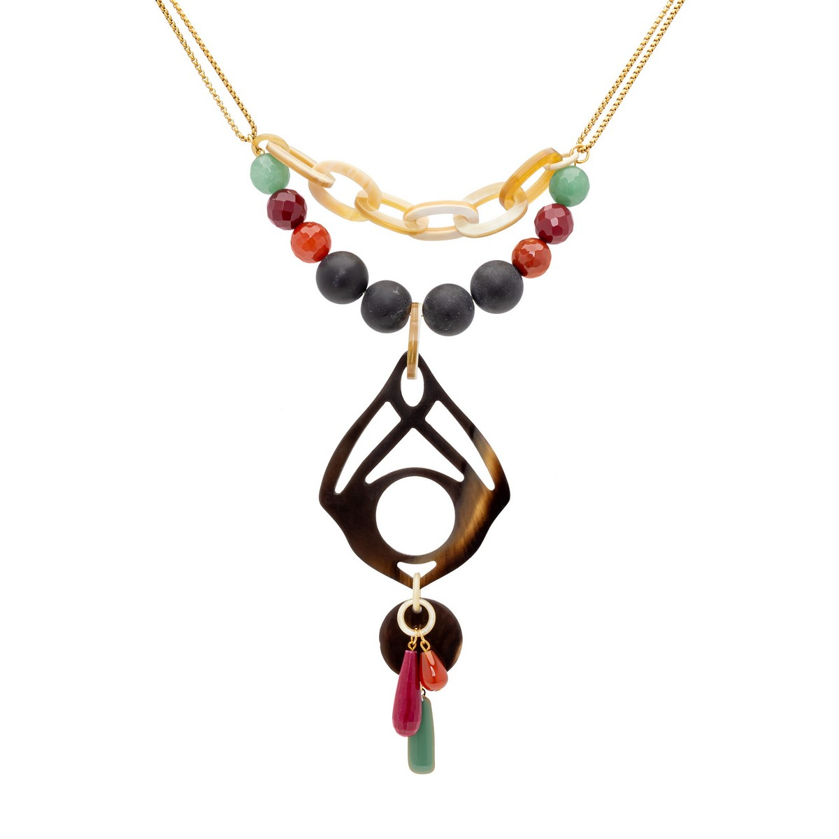 ATRIA NECKLACE IN PINK WITH HORN ARABESQUE