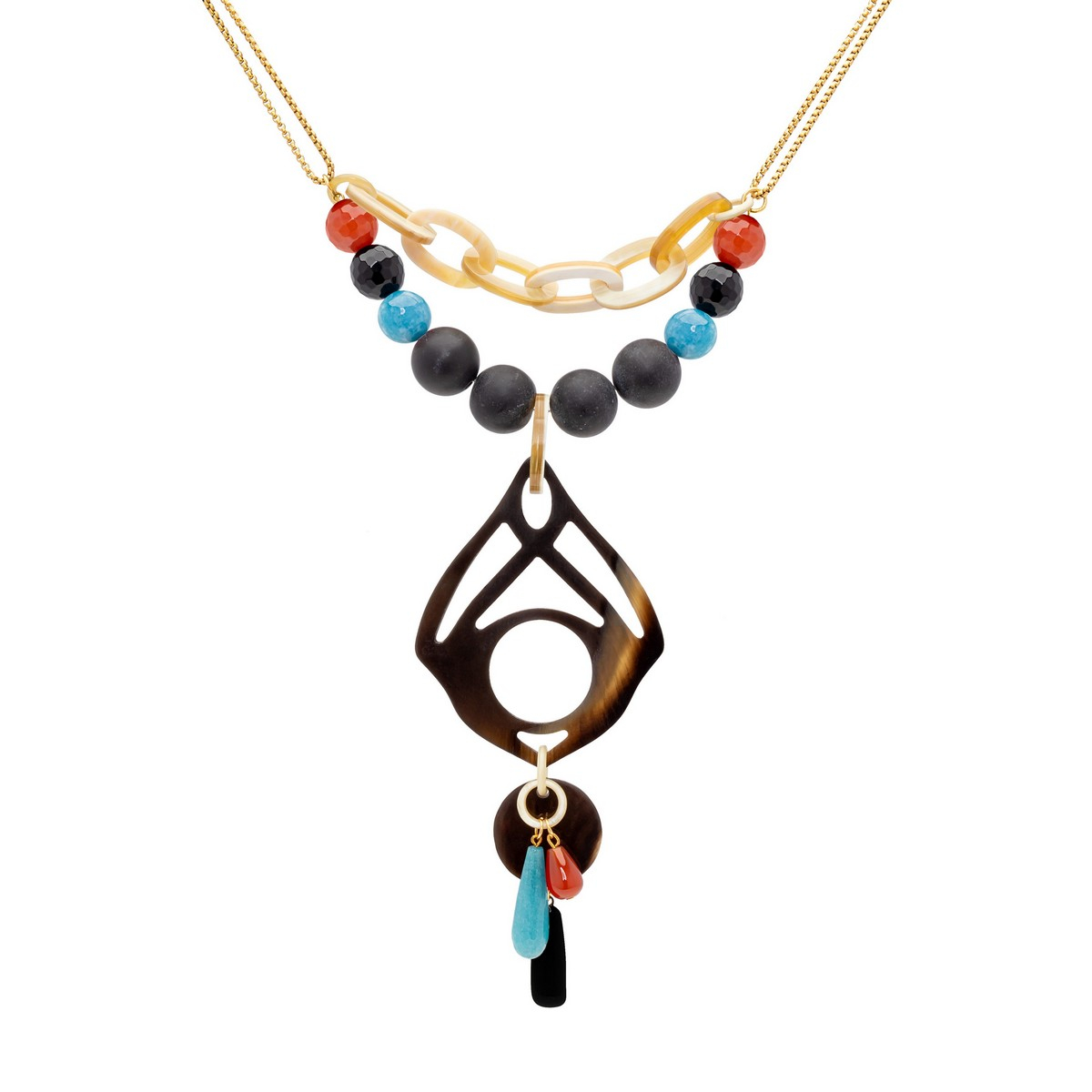 ATRIA NECKLACE IN TURQUOISE COLOR WITH HORN...