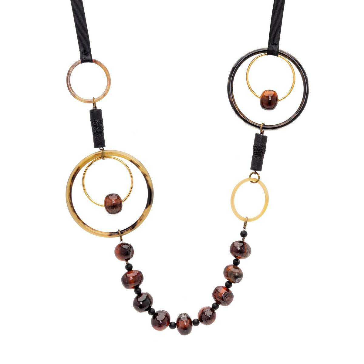 ADARA HORN AND RED TIGER´S EYE NECKLACE