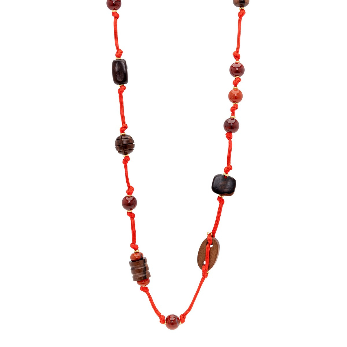 COLLAR LIVIA LARGO DE CORDÓN ANUDADO CON JASPE...