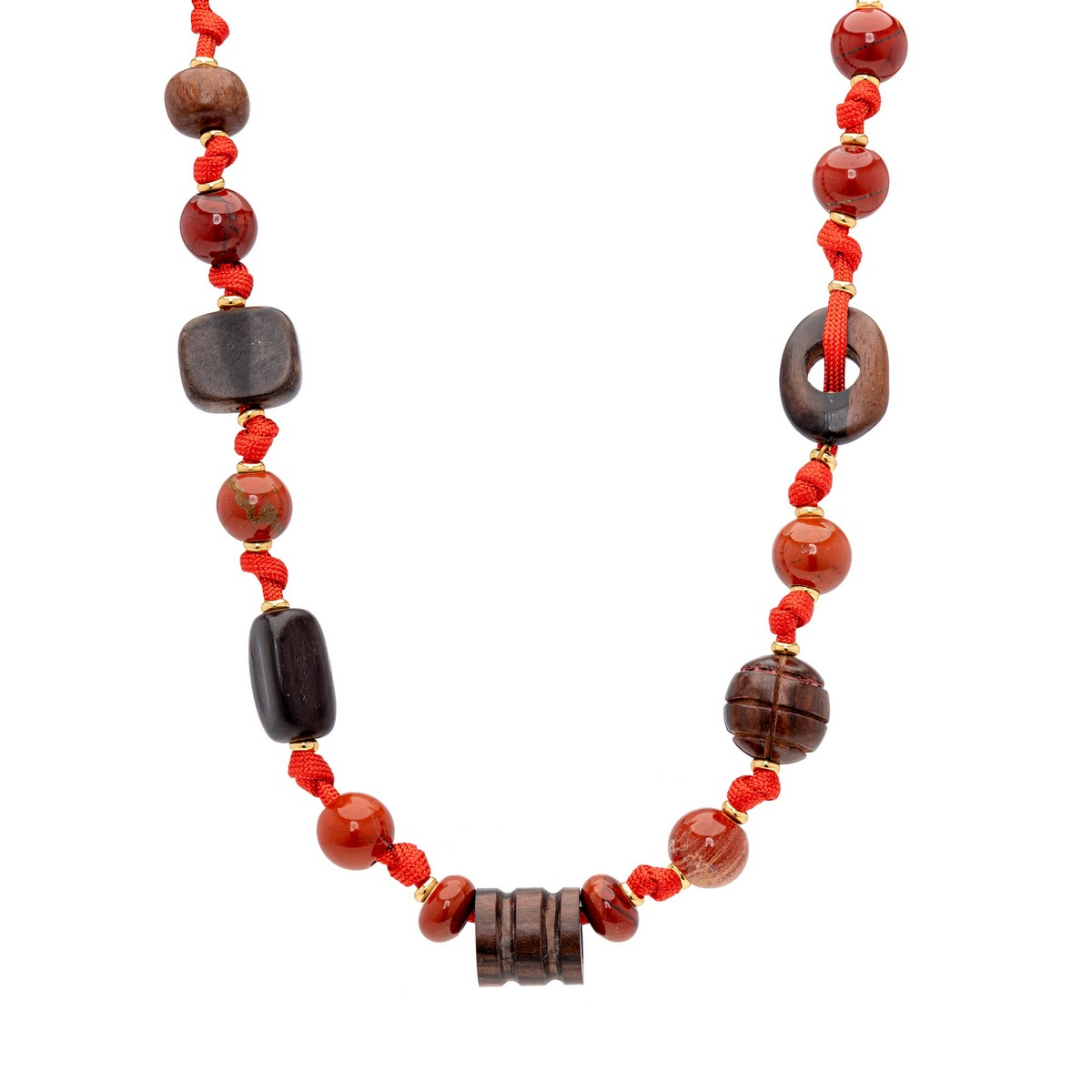 LIVIA SHORT RED JASPER AND EBONY KNOTED NECKLACE