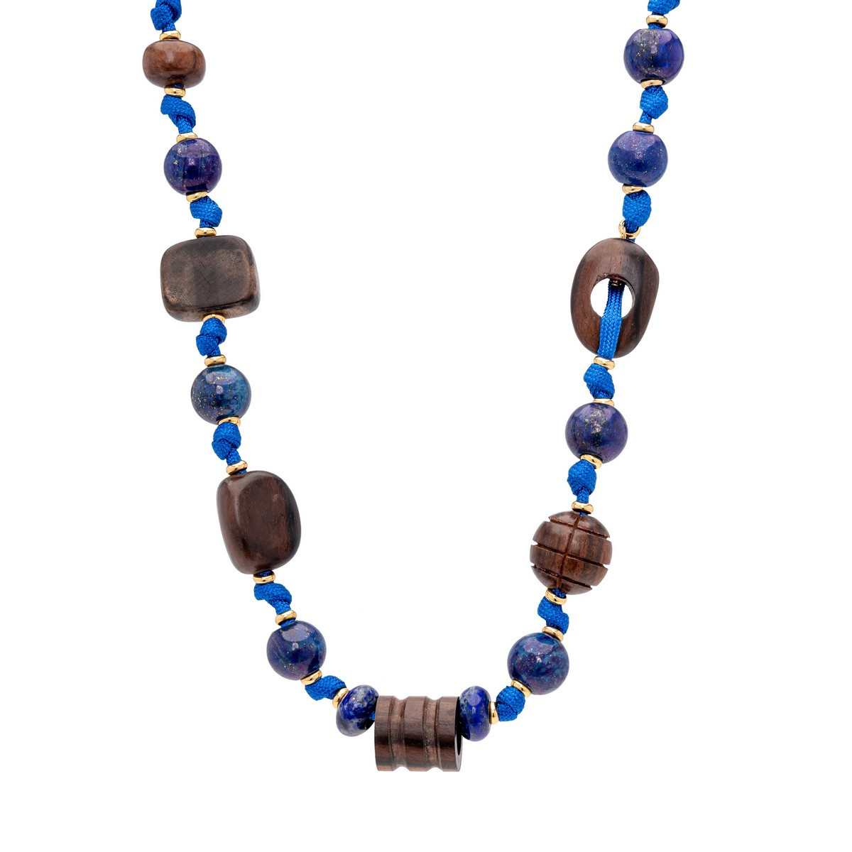 LIVIA SHORT LAPIS AND EBONY KNOTED NECKLACE