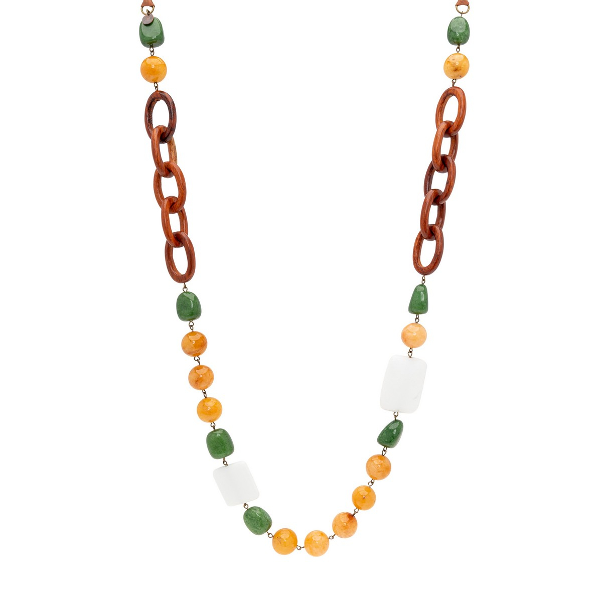 PAULINA BAYONG WOOD AND STONES LONG NECKLACE