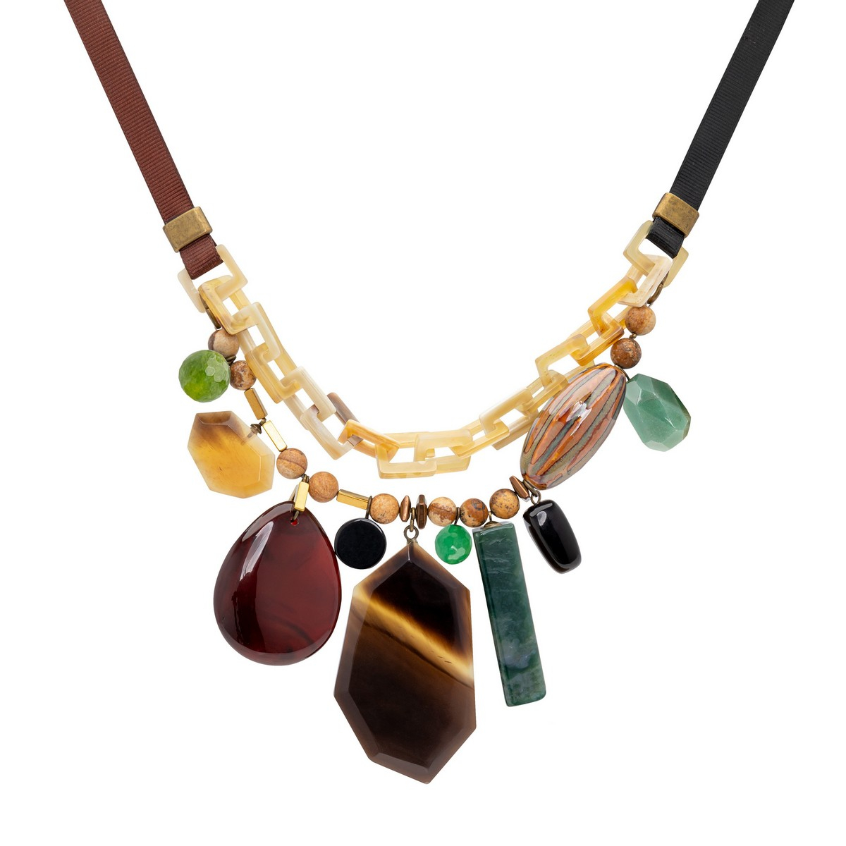 MANNY GREEN MIXED MATERIALS SHORT NECKLACE