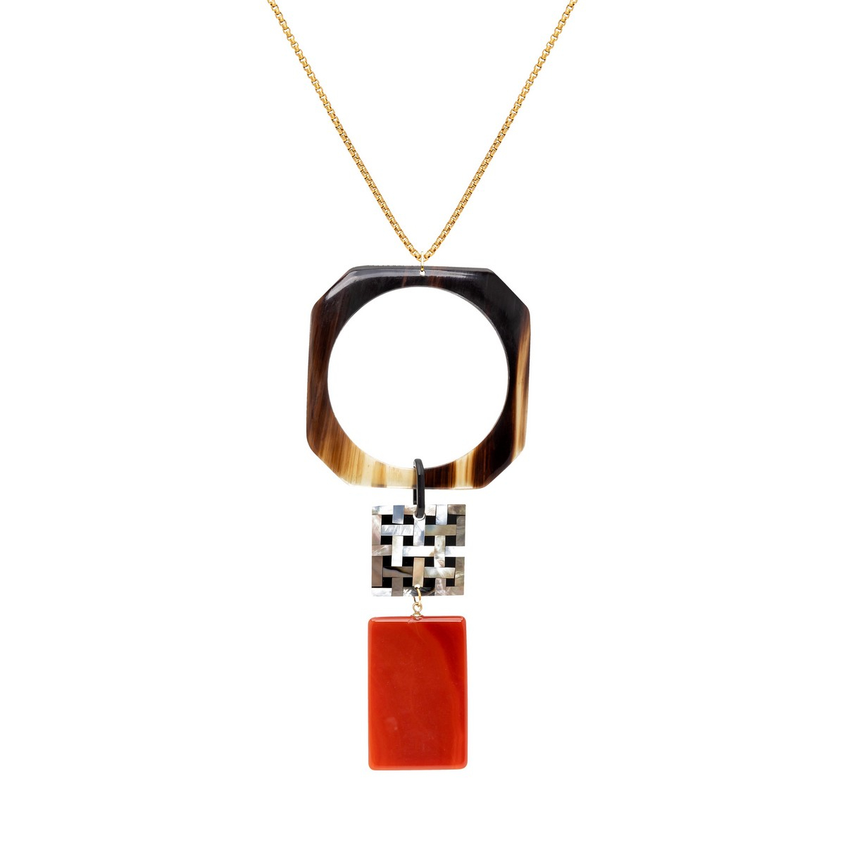 LINA Y-SHAPED NECKLACE WITH CARNELIAN AND...