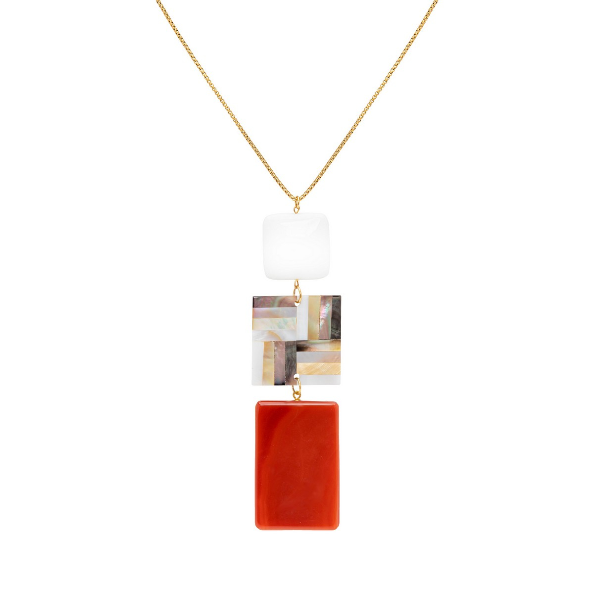 LINA Y-SHAPED NECKLACE WITH CARNELIAN, MOTHER...