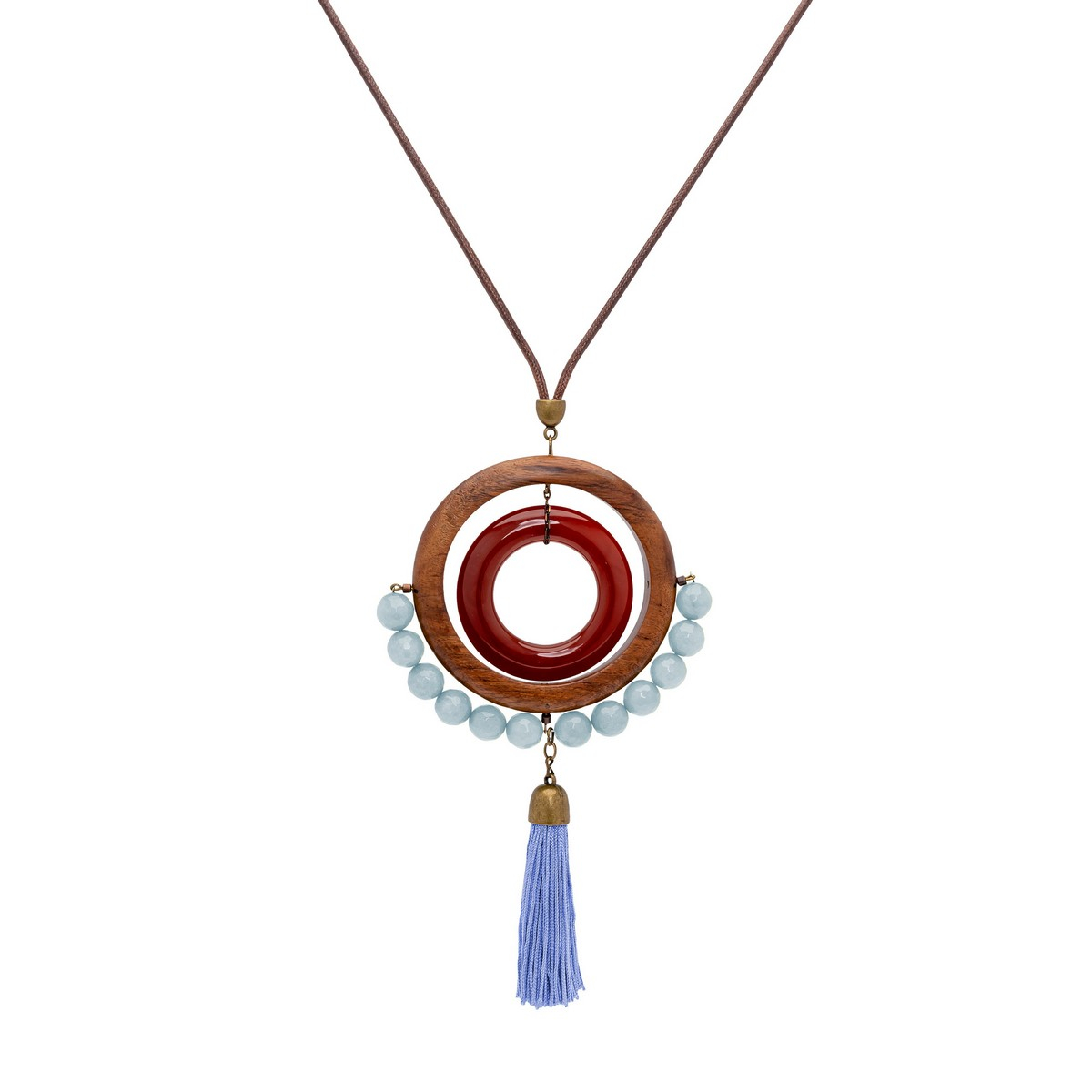 SIENA STATEMENT PENDANT WITH TASSEL BLUE