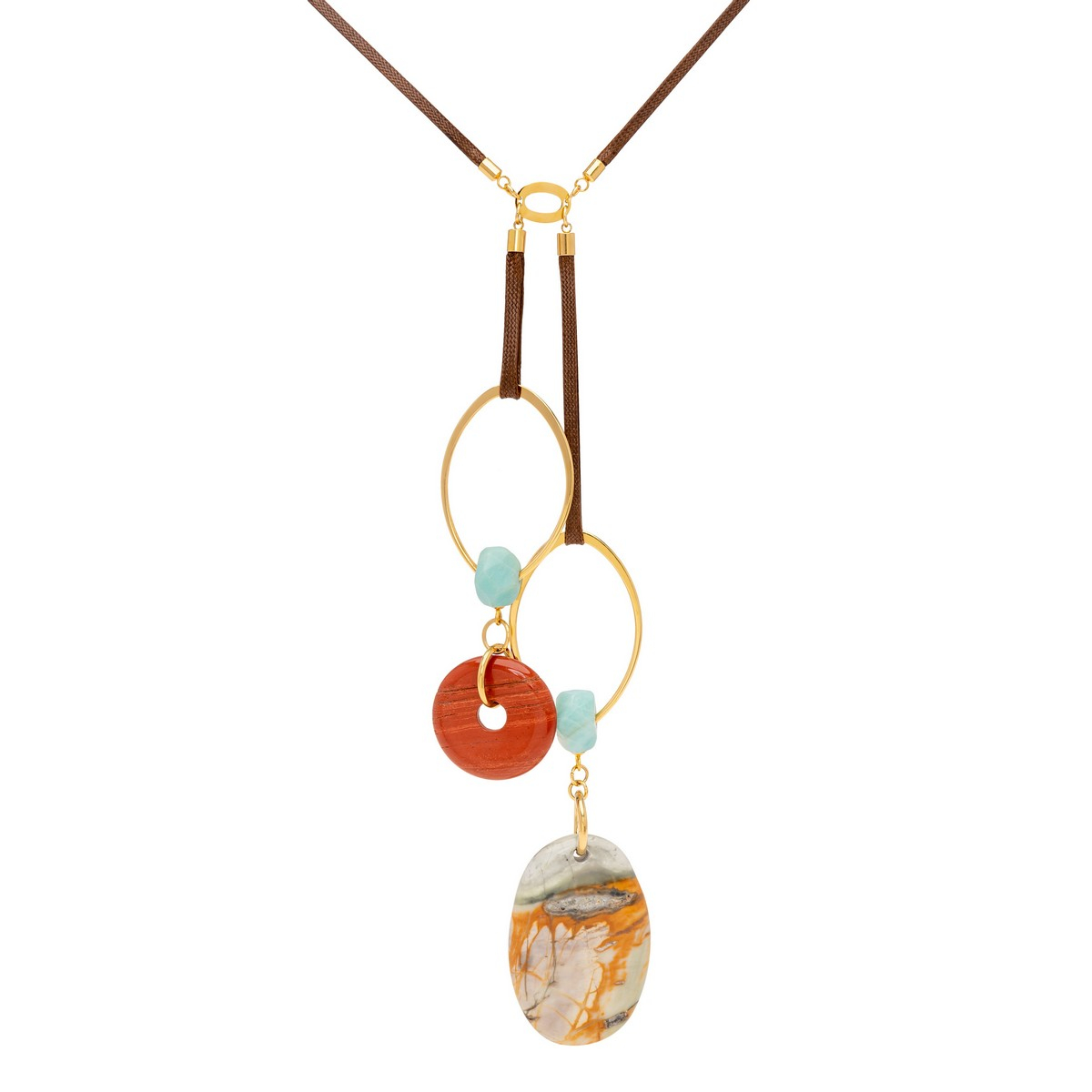 AVA DOUBLE PENDANT PICASSO JASPER NECKLACE