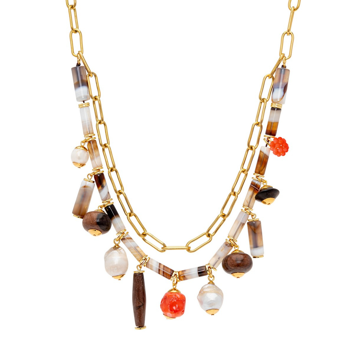 BEL AGATES CORAL AND FRESH WATER PEARLS SHORT...