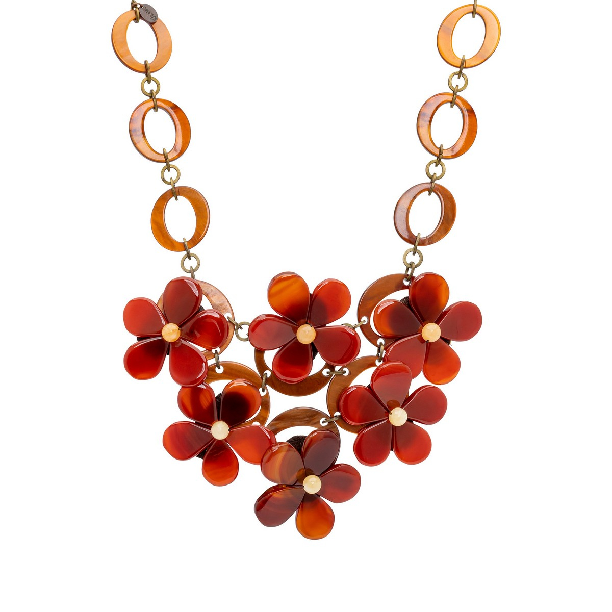 CRISTINA CORNELIAN FLOWERS NECKLACE