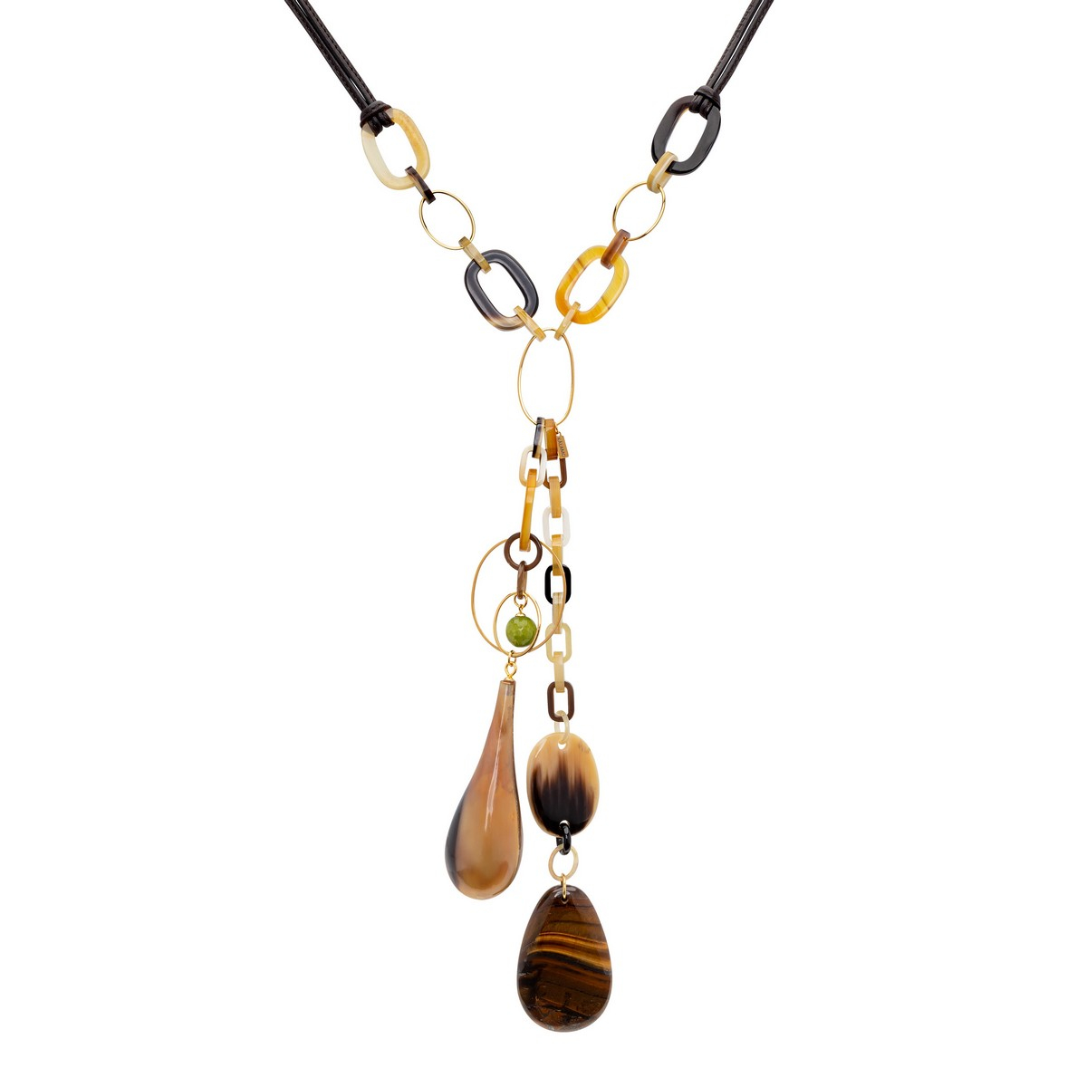 AKAYO CHAOTIC HORN NECKLACE GREEN