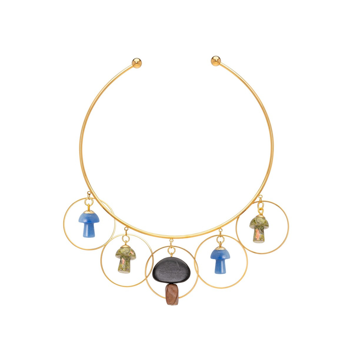 DAVINIA MUSHROOMS COLLAR NECKLACE GREEN BLUE