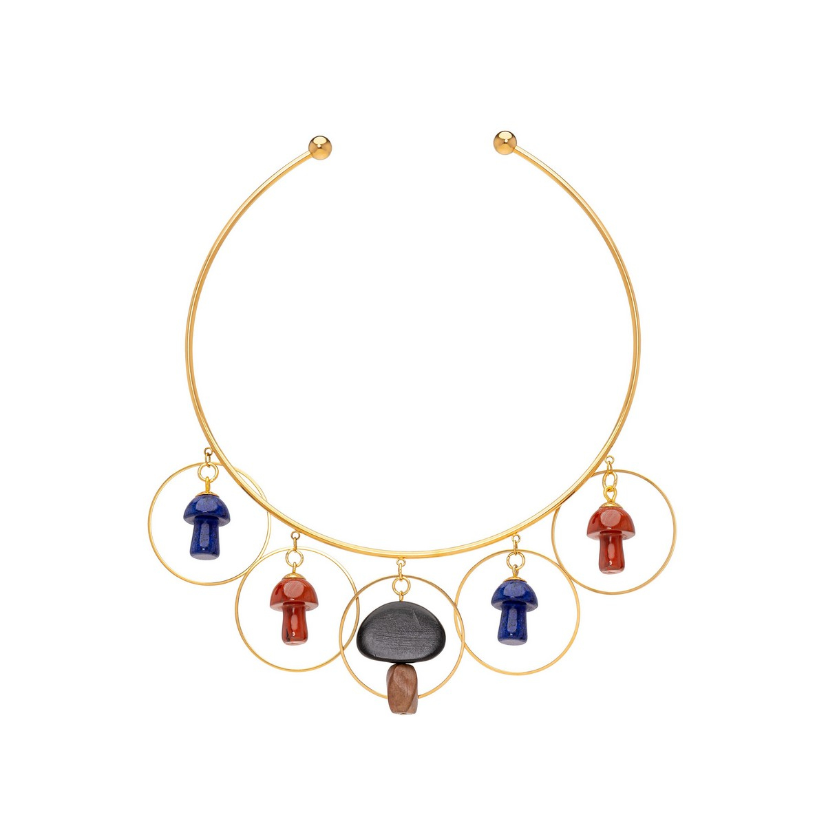 DAVINIA MUSHROOMS COLLAR NECKLACE BLUE RED