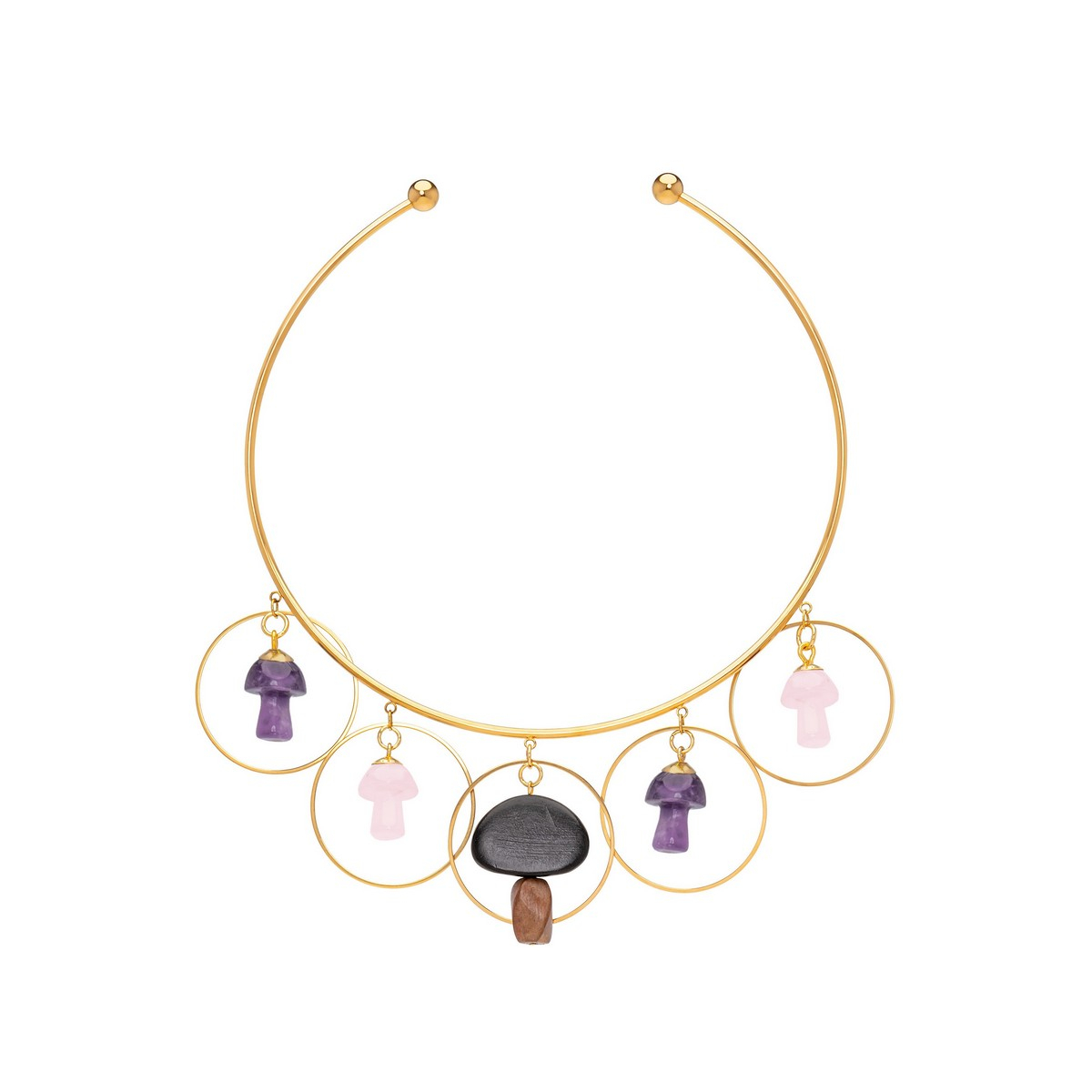 DAVINIA MUSHROOMS COLLAR NECKLACE PURPLE PINK