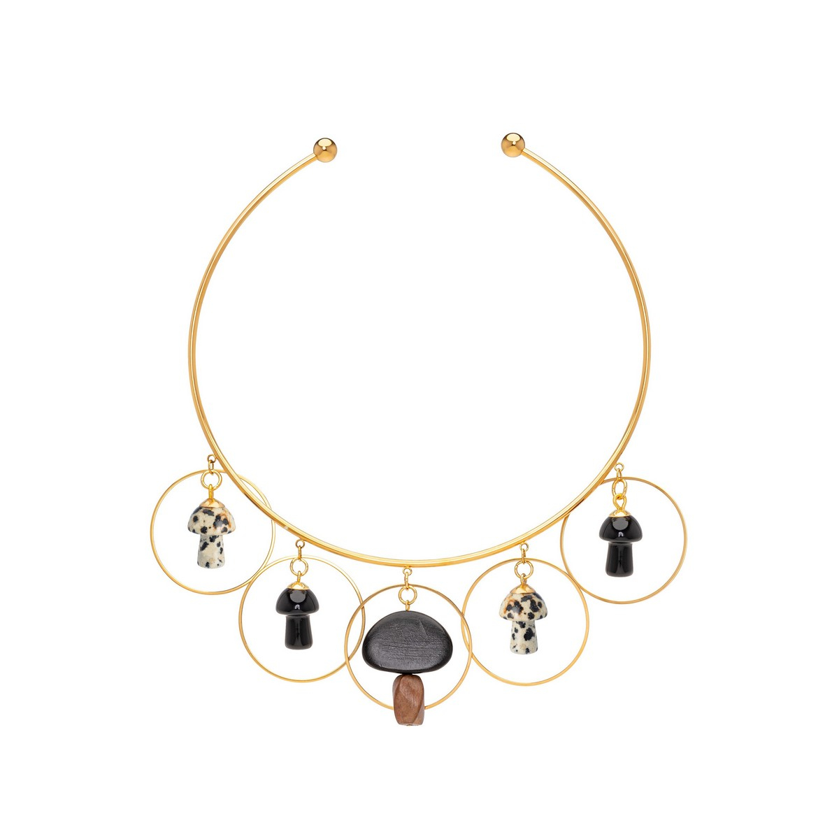 DAVINIA MUSHROOMS COLLAR NECKLACE BLACK BEIG