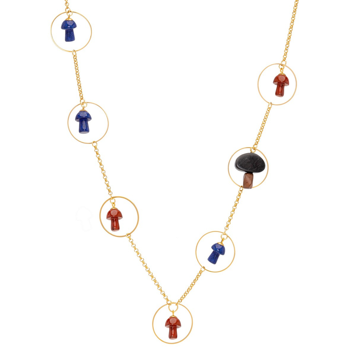 DAVINIA  MUSHROOMS LONG NECKLACE BLUE RED