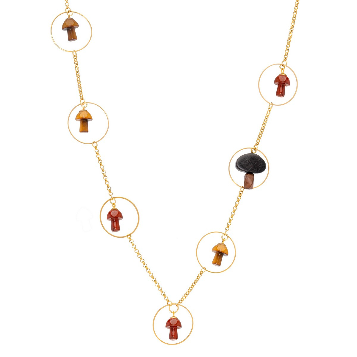 DAVINIA  MUSHROOMS LONG NECKLACE BROWN RED