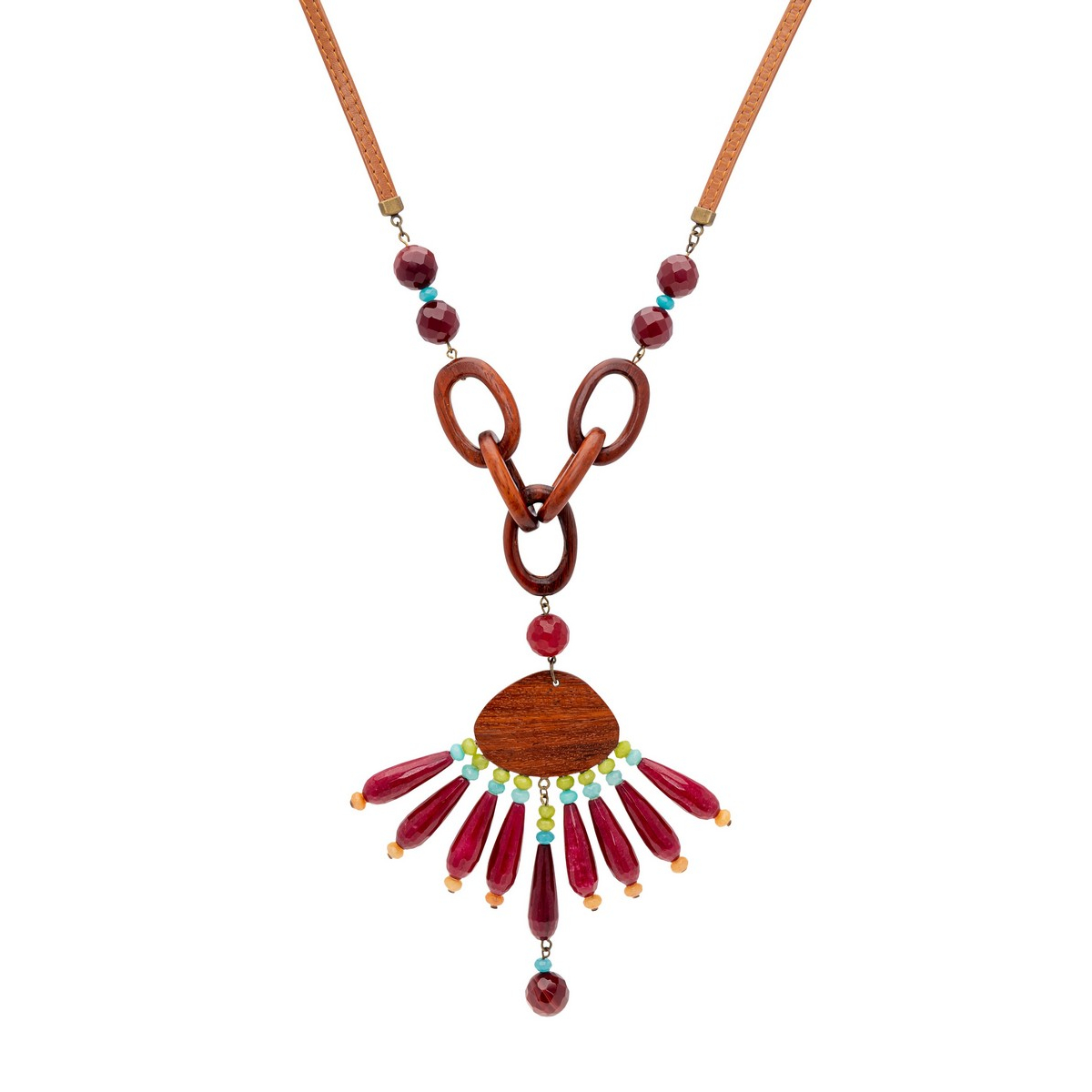 INGRID RASPBERRY AGATE TEARDROP LONG NECKLACE