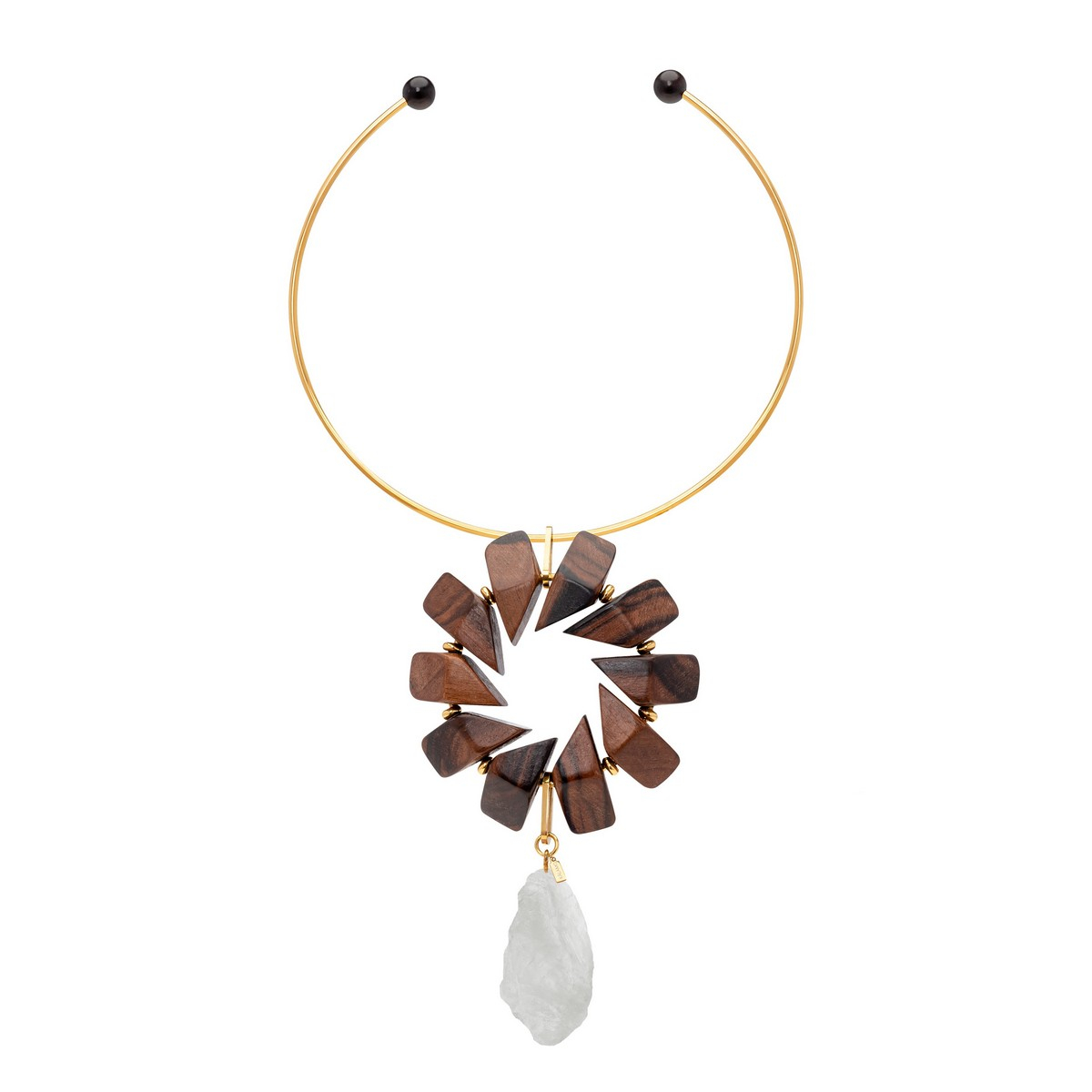 ELENA RAW AMETHYST AND EBONY COLLAR NECKLACE CLEAR