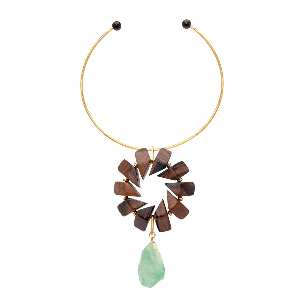 ELENA TRANSPARENT RAW QUARTZ AND EBONY COLLAR...