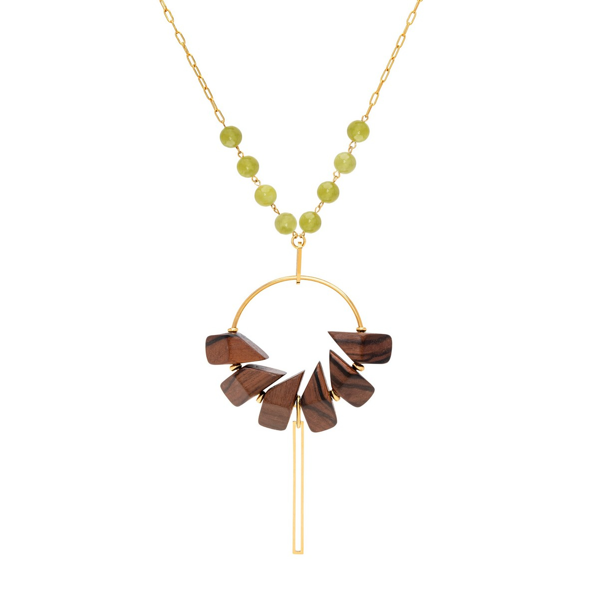 ELENA AGATES AND EBONY Y SHAPE NECKLACE GREEN