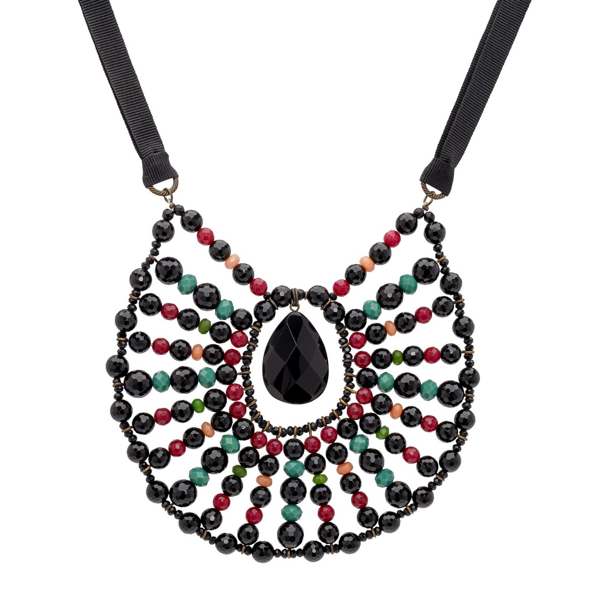 MARLETT MULTISTONE STATEMENT NECKLACE BLACK