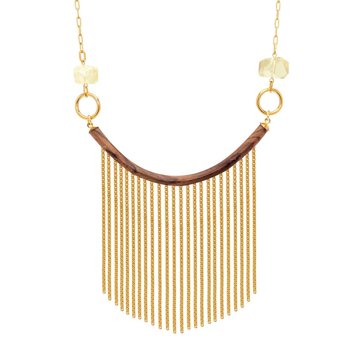 GABRIELLA EBONY AND CITRINE CHAIN FRINGE  NECKLACE