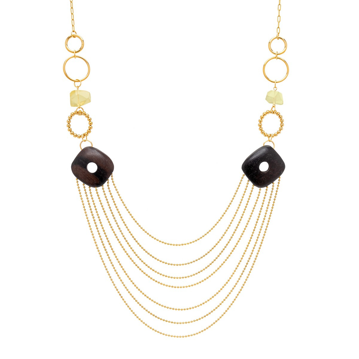 GABRIELLA EBONY AND CITRINE LONG NECKLACE