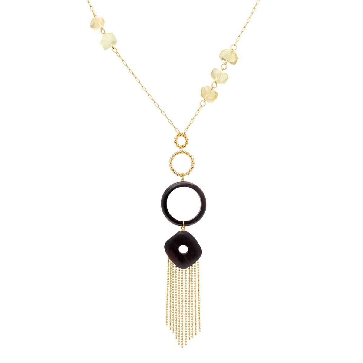 GABRIELLA EBONY AND CITRINE LARGE PENDANT NECKLACE