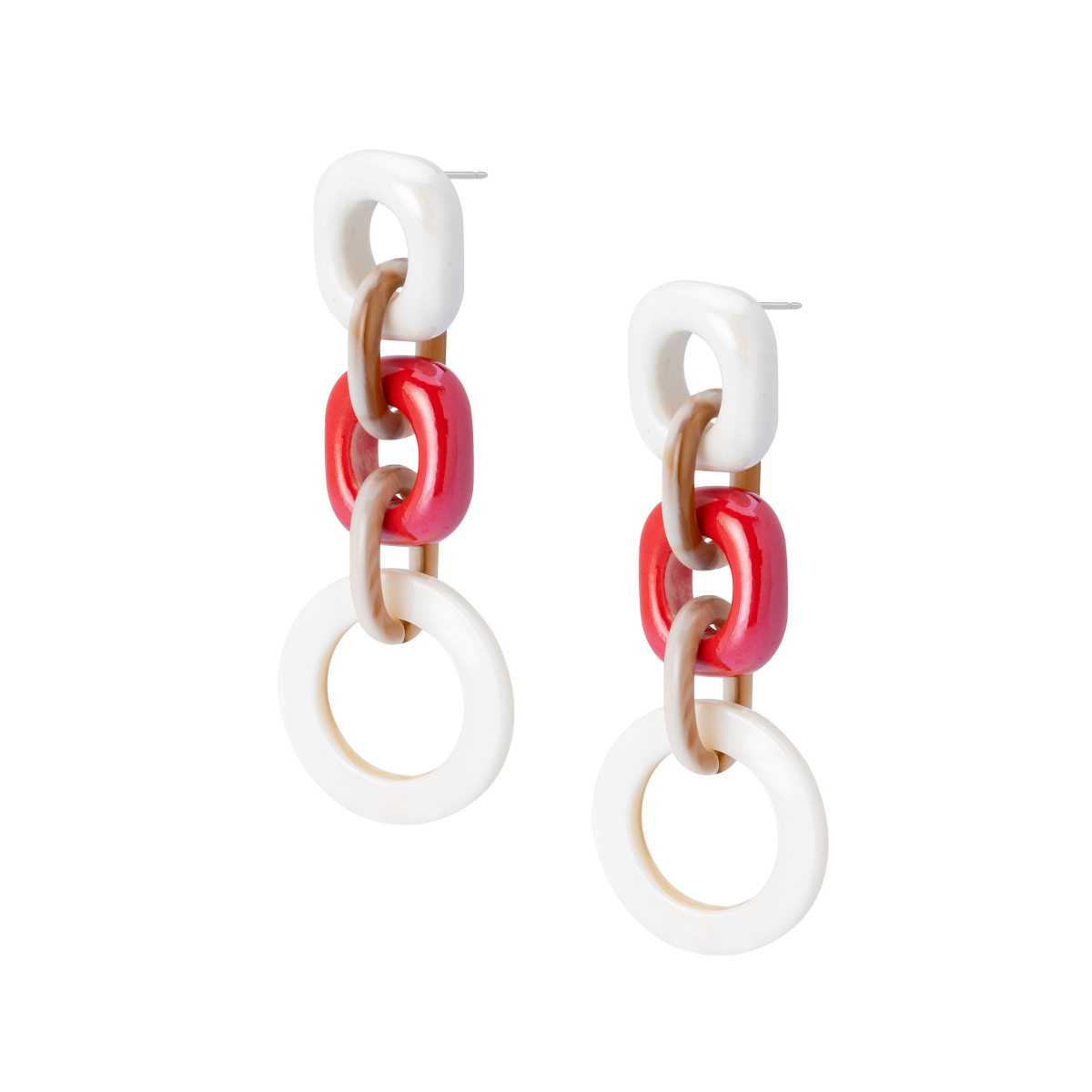 DUNA THREE LINK RED EARRINGS