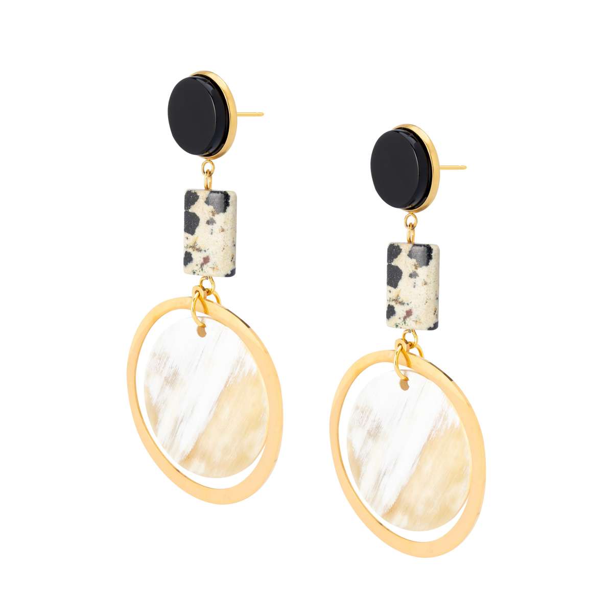 MILO DALMATIAN JASPER AND ONYX EARRINGS
