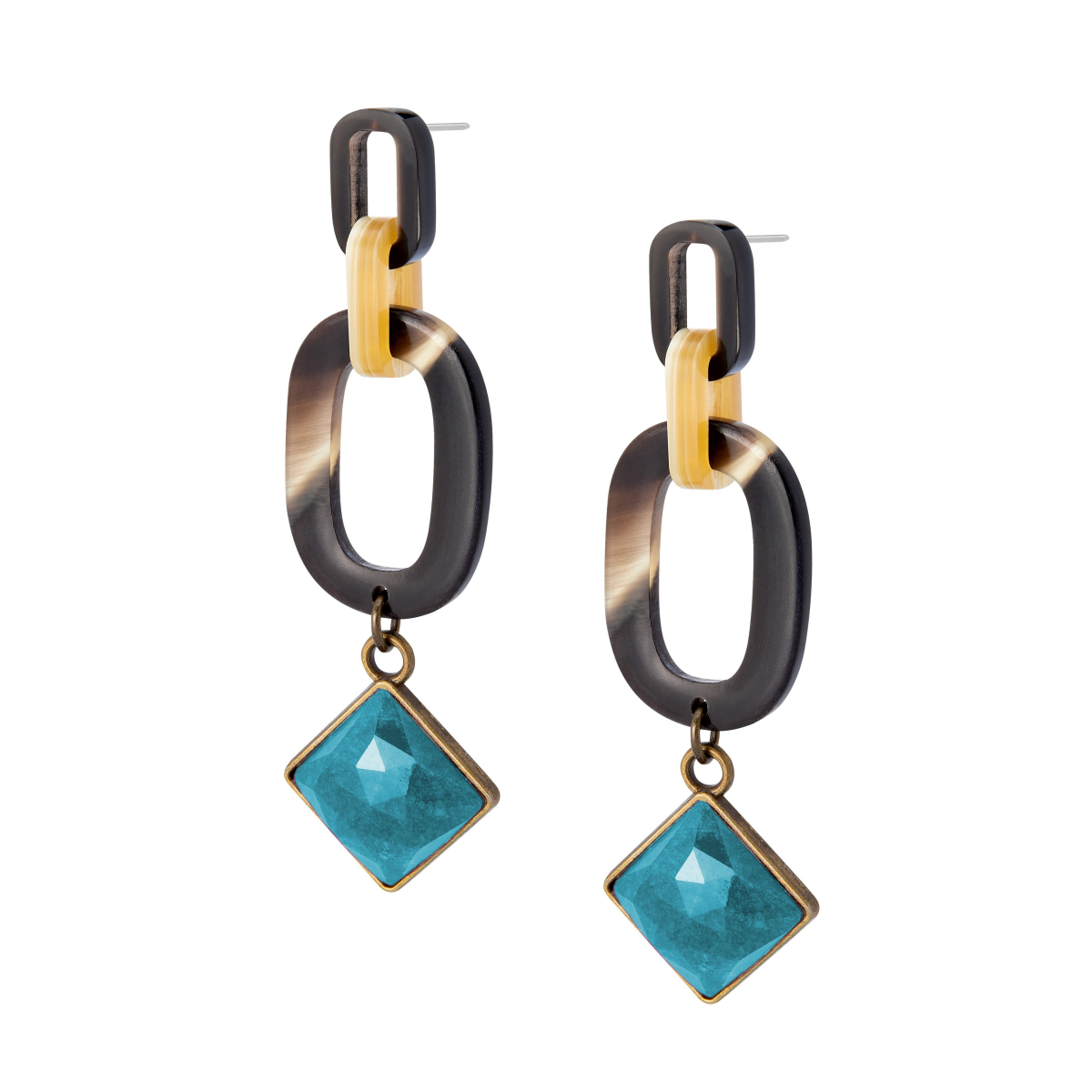 ALBA SQUARE CABOCHON EARRINGS BLUE