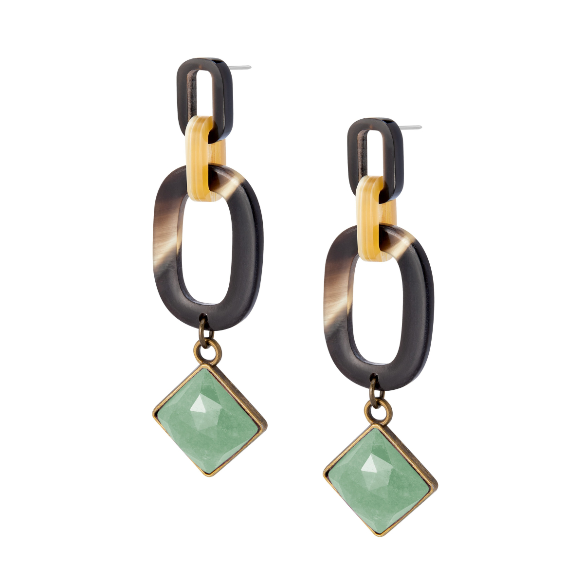 ALBA SQUARE CABOCHON EARRINGS GREEN