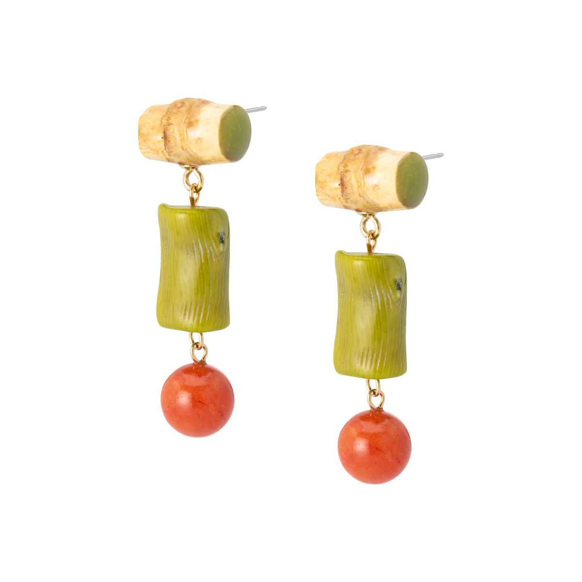 PENDIENTES OLIVIA CON BAMBÚ Y CORAL