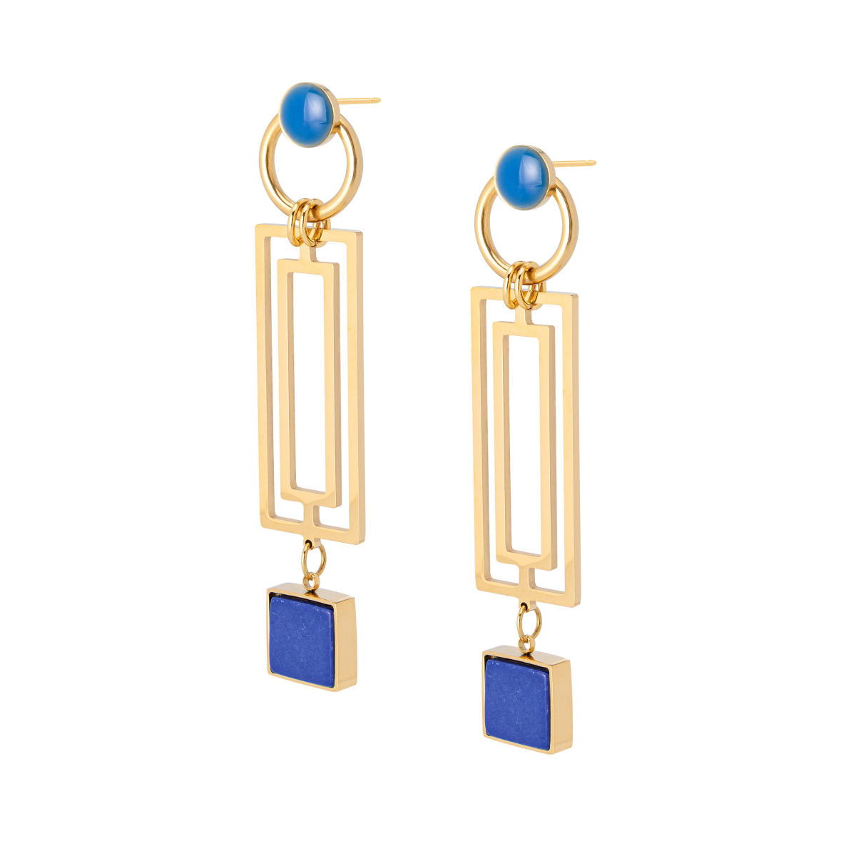 CECILE LAPIS GEO EARRINGS